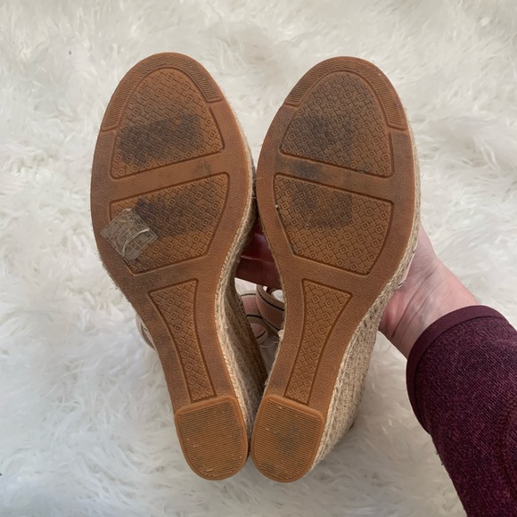 Tory Burch Frieda Pink/Tan Espadrille Wedge Sandal - Picture 7 of 9